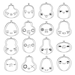 Emoji pumpkin set for Halloween.