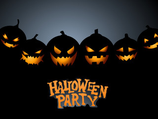 Halloween Party Background with Pumpkins 