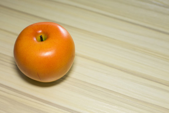 The fresh apple on wood table image