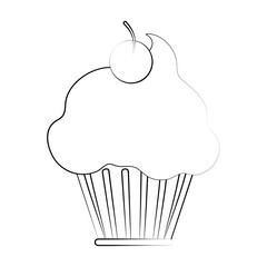 cup cake glazed cherry vector icon illustration graphic design