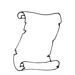 Parchment scroll. Outline icon. Hand drawn doodle