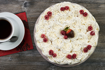 Christmas white cake with whipped cream