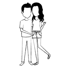 young couple standing avatars