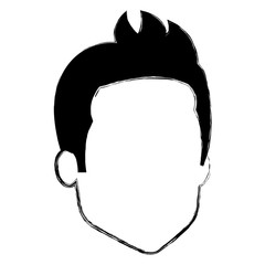 young man head avatar character vector illustration design