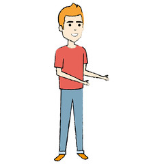 young man standing avatar character vector illustration design