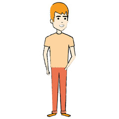 young man standing avatar character vector illustration design