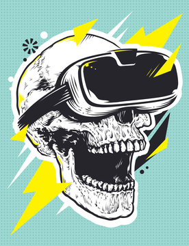 Skull in VR Glasses Pop Art