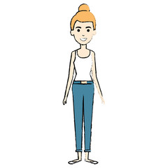 beautiful woman standing avatar character vector illustration design
