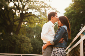 Beautiful young couple on the waterfront