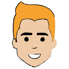 young man head avatar character vector illustration design