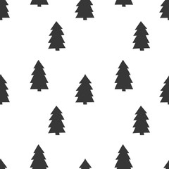 Obraz premium Black and white wrapping paper. Vector seamless geometric pattern with Christmas trees.