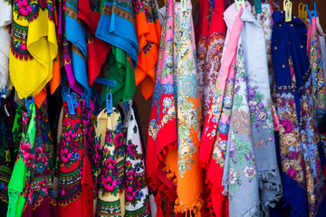 Naklejka premium Traditional shawls from Zakopane, Poland