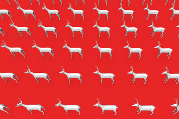 Festive christmas reindeer on a red background. 3D Rendering