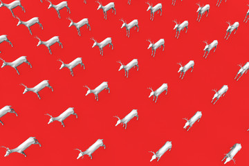 Festive christmas reindeer on a red background. 3D Rendering