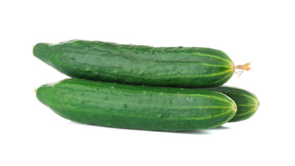 Fresh cucumbers on white background