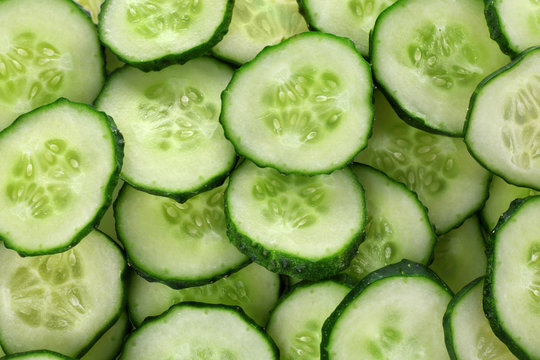 Slices of fresh cucumber, closeup