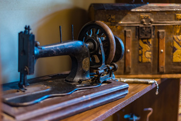 Sirince, Izmir, Turkey- September 08, 2016: antique sewing machine
