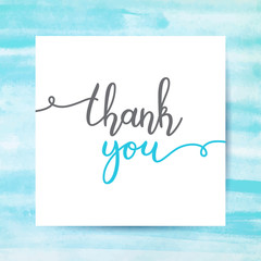 thank you lettering, vector handwritten text, card template