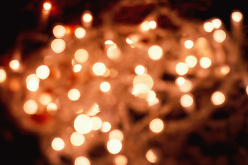 Abstract Close-Up Of Circular Defocused Pale Orange Christmas Lights Taken With Helios 44-2 Vintage Lens During Night