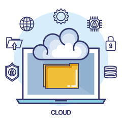 cloud computing set flat icons vector illustration design