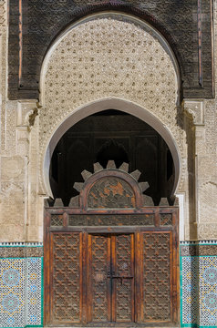 Bou Inania Madrasa, famous example of Maranid architecture and a popular tourist sight, Fes, Morocco, North Africa