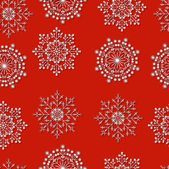 Original new year and christmas background. White cut out snowflakes on blue background. New Year and Christmas design of greeting card, background, invitation, web site, billboard.