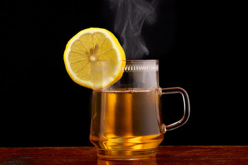 Glass of tea with a slice of lemon
