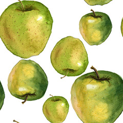 Green and yellow fresh apples ornament pattern