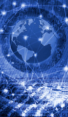 image of globe on technological background