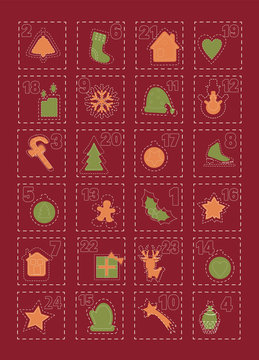 Adventcalendar with twentyfour christmas asset