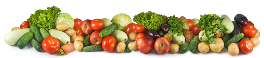 fruits and vegetables on the sky background