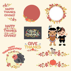 Thanksgiving Pilgrim Indian Leaves Decoration