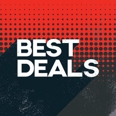 Black friday best deals sale poster banner template with long shadow retro typography text and polka dot background. © jozefmicic