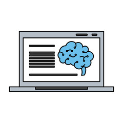 human brain on computer screen icon image vector illustration design 