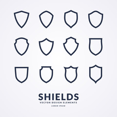 Set of different shields, templates for design of signs.