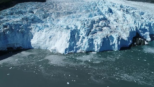 Arial 4k shots of a glacier and it's surroundings in Alaska