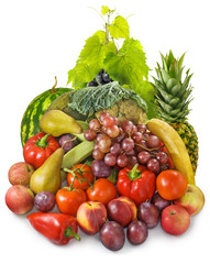 Naklejka na ściany i meble image of many fruits and vegetables closeup