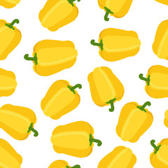 Seamless pattern of yellow pepper. Cartoon flat style. Vector illustration