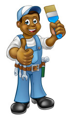 Black Painter Decorator Cartoon Character