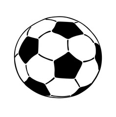 Soccer ball icon isolated on white background. Flat vector illustration in black. cartoon stile