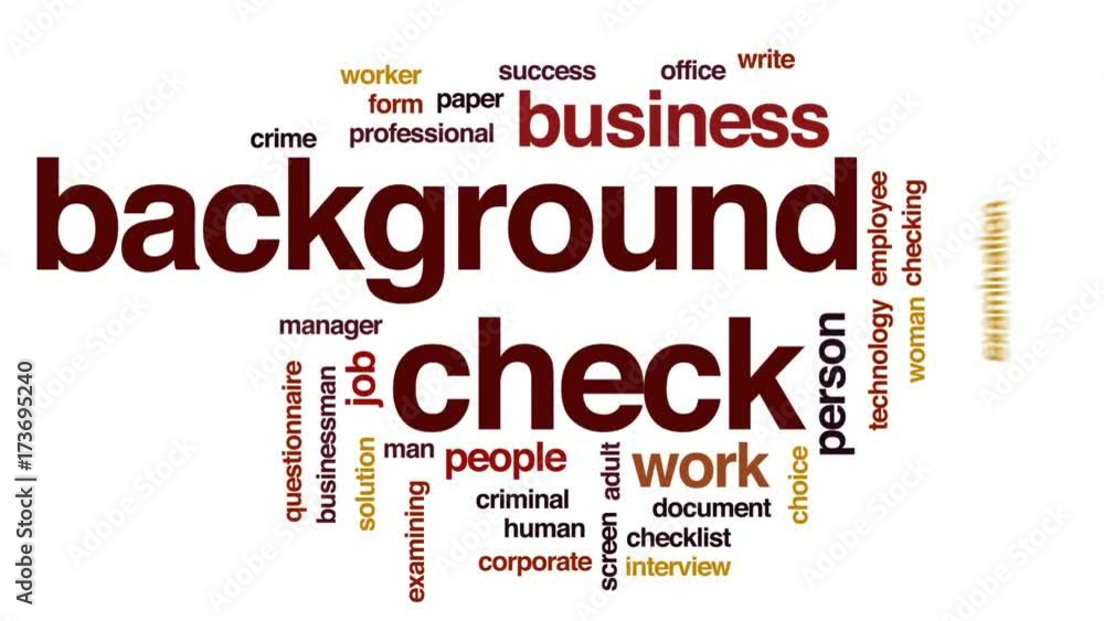 Poster background check animated word cloud, text design animation.