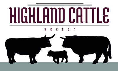 Hochlandrind Vektor - Silhouetten