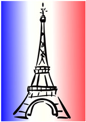 Fototapeta na wymiar Tour Eiffel Tricolore