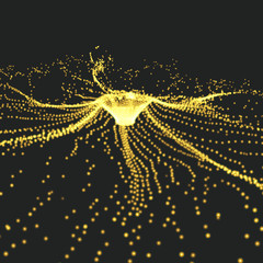 Array with Dynamic Particles. 3D Technology Style. Abstract Background. Vector Illustration.