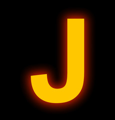 letter J neon light full isolated on black