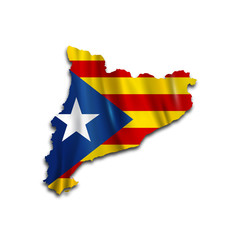 Map of independent Catalonia. Catalan nationalist flag. Flag of the socialist movement of Catalonia. Isolated object. Vector flag. Vector illustration