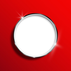 White saucer on a red background. Vector illustration
