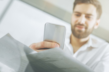 Businessman using smartphone