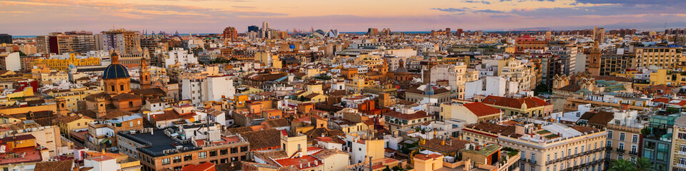 Naklejka premium Aerial view of Valencia, Spain in the evening