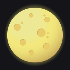 Full moon with craters glowing in the night. Flat design style. Vector illustration in eps10